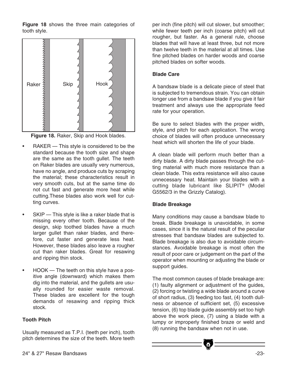 Grizzly 24" & 27" Resaw Bandsaws G9966 User Manual | Page 25 / 56