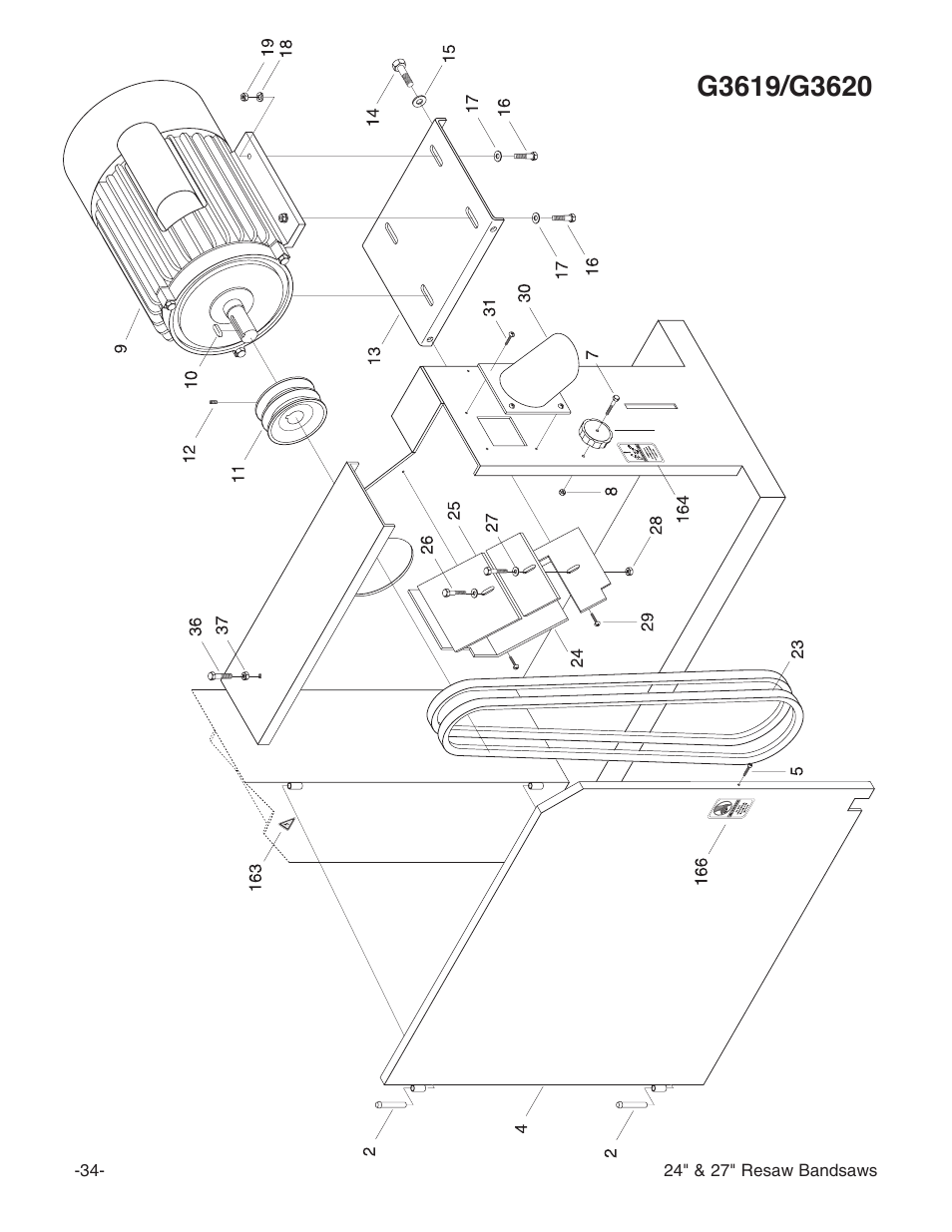 Grizzly 24" & 27" Resaw Bandsaws G9966 User Manual | Page 36 / 56