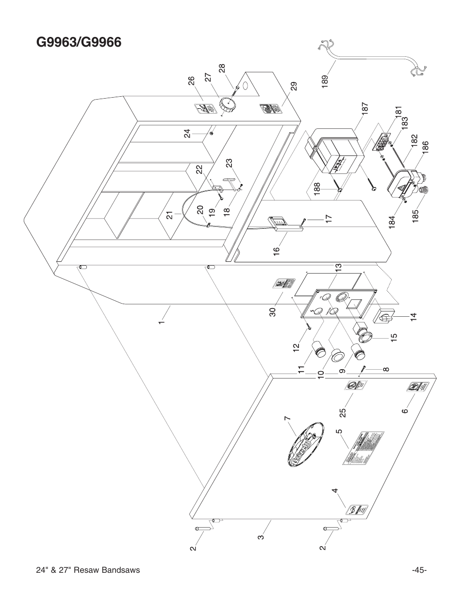 Grizzly 24" & 27" Resaw Bandsaws G9966 User Manual | Page 47 / 56