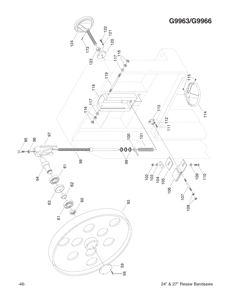 24" & 27" resaw bandsaws | Grizzly 24" & 27" Resaw Bandsaws G9966 User Manual | Page 48 / 56