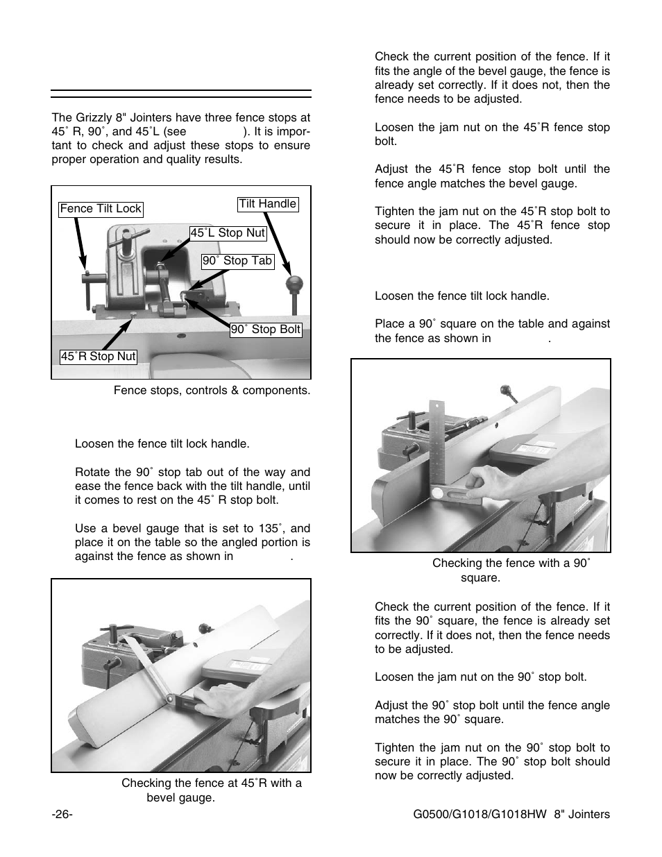 Fence stops | Grizzly G1018 User Manual | Page 28 / 71