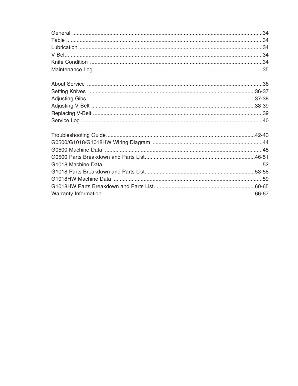 Grizzly G1018 User Manual | Page 4 / 71