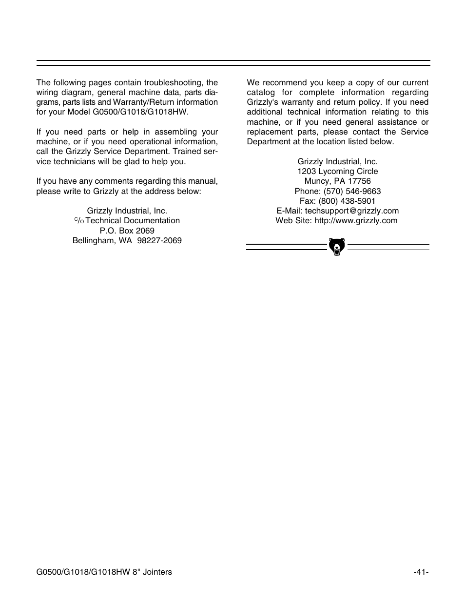 Grizzly G1018 User Manual | Page 43 / 71