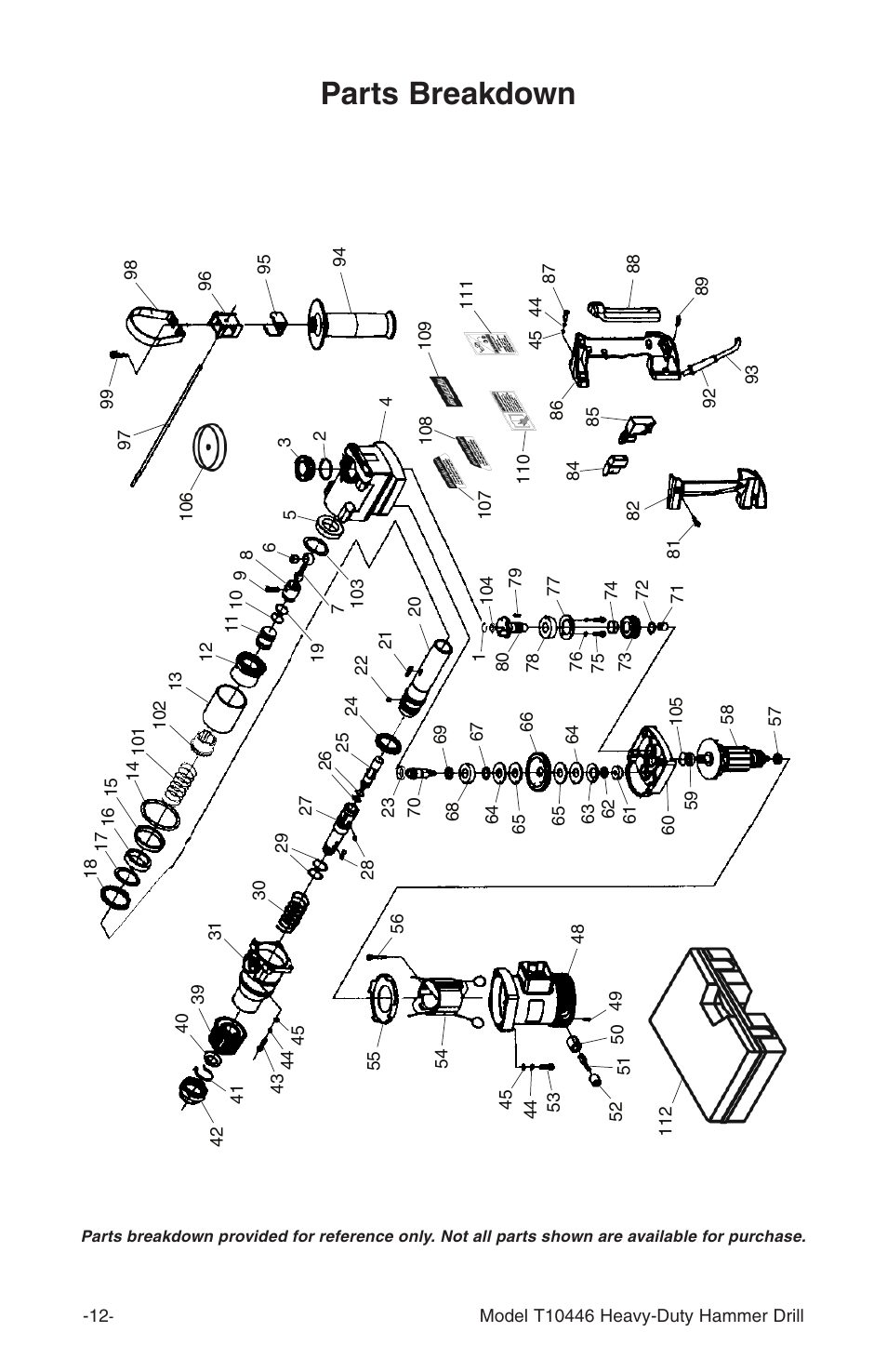 Parts breakdown | Grizzly T10446 User Manual | Page 14 / 16