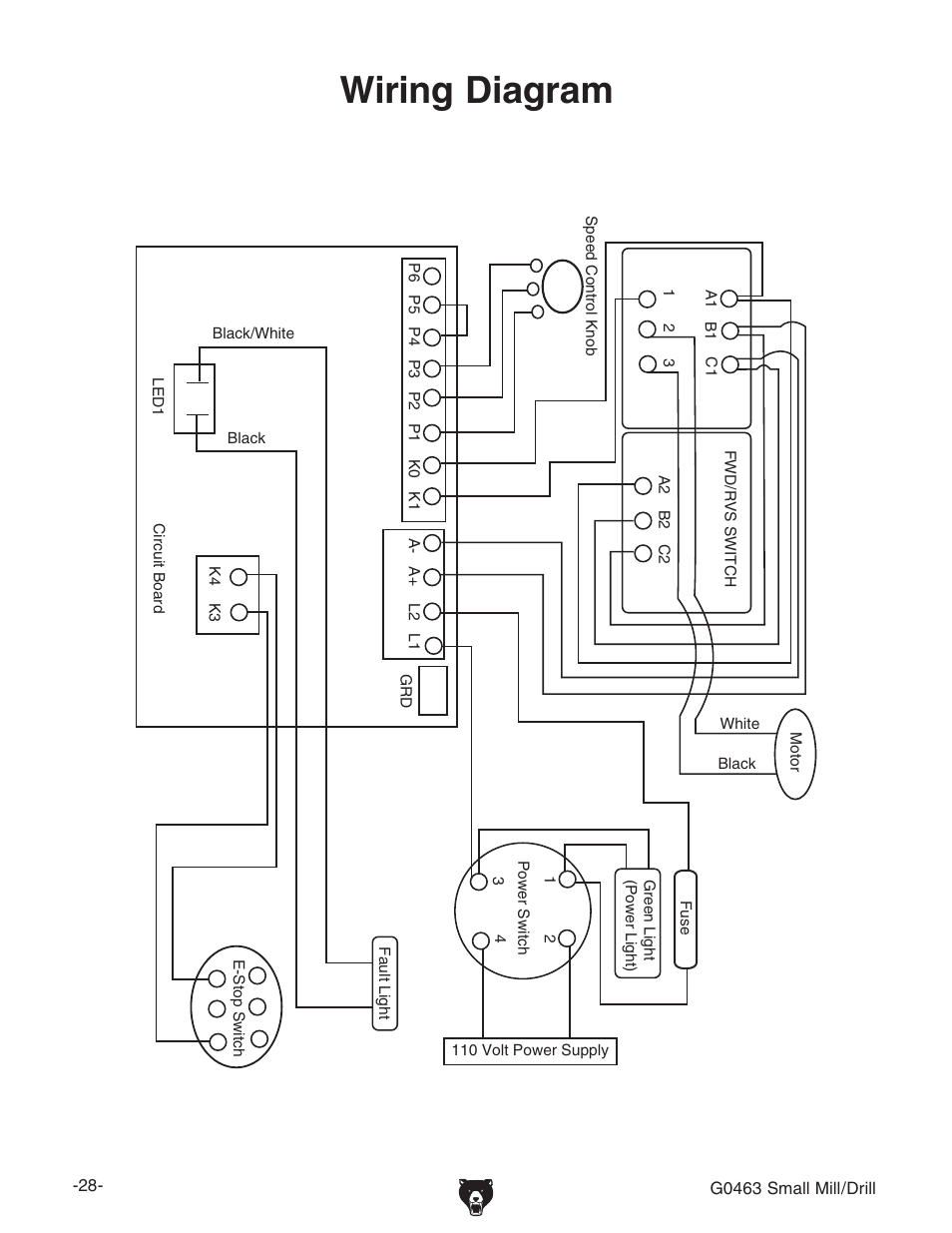 Wiring diagram | Grizzly G0463 User Manual | Page 30 / 40