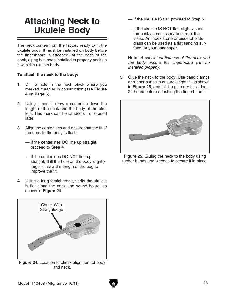 Attaching neck to ukulele body | Grizzly SOPRANO UKULELE KIT T10458 User Manual | Page 15 / 24