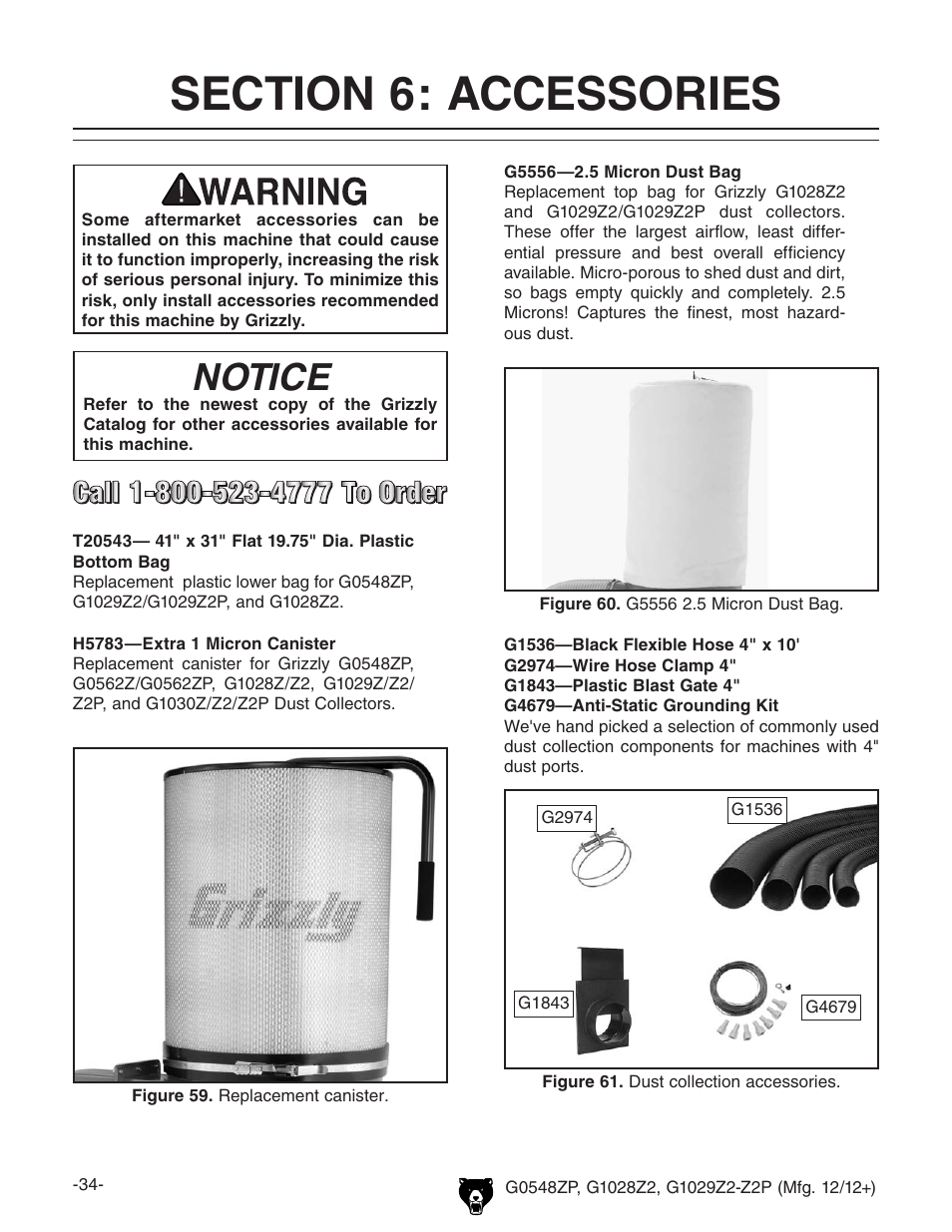 Notice | Grizzly G0548Z User Manual | Page 36 / 56