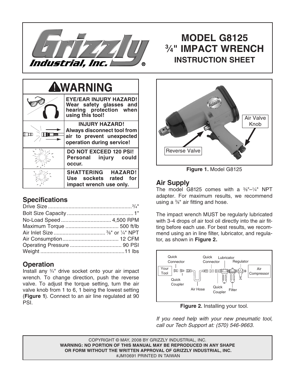 Grizzly G8125 User Manual | 2 pages