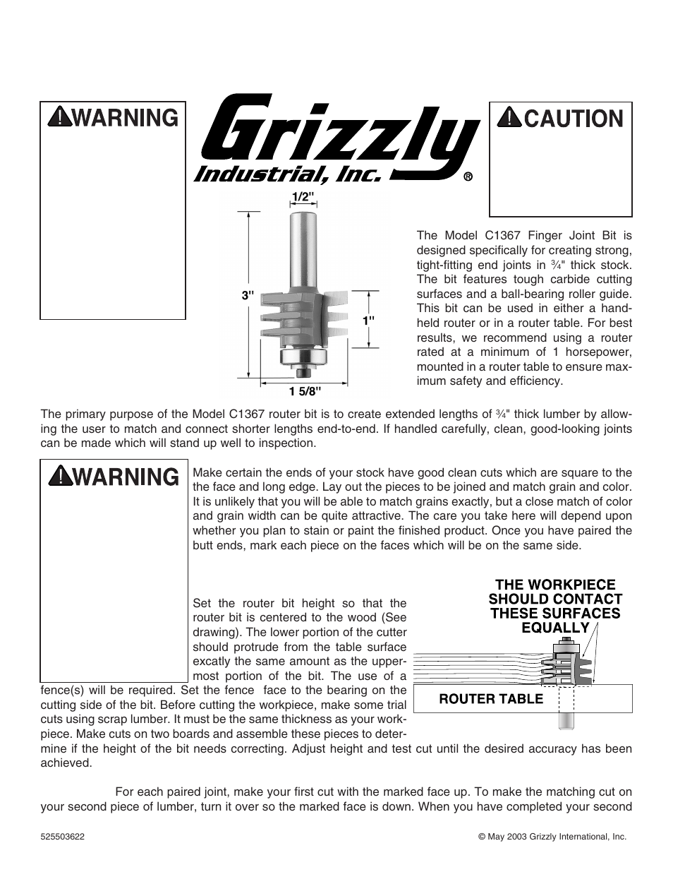 Grizzly C1367 User Manual | 2 pages