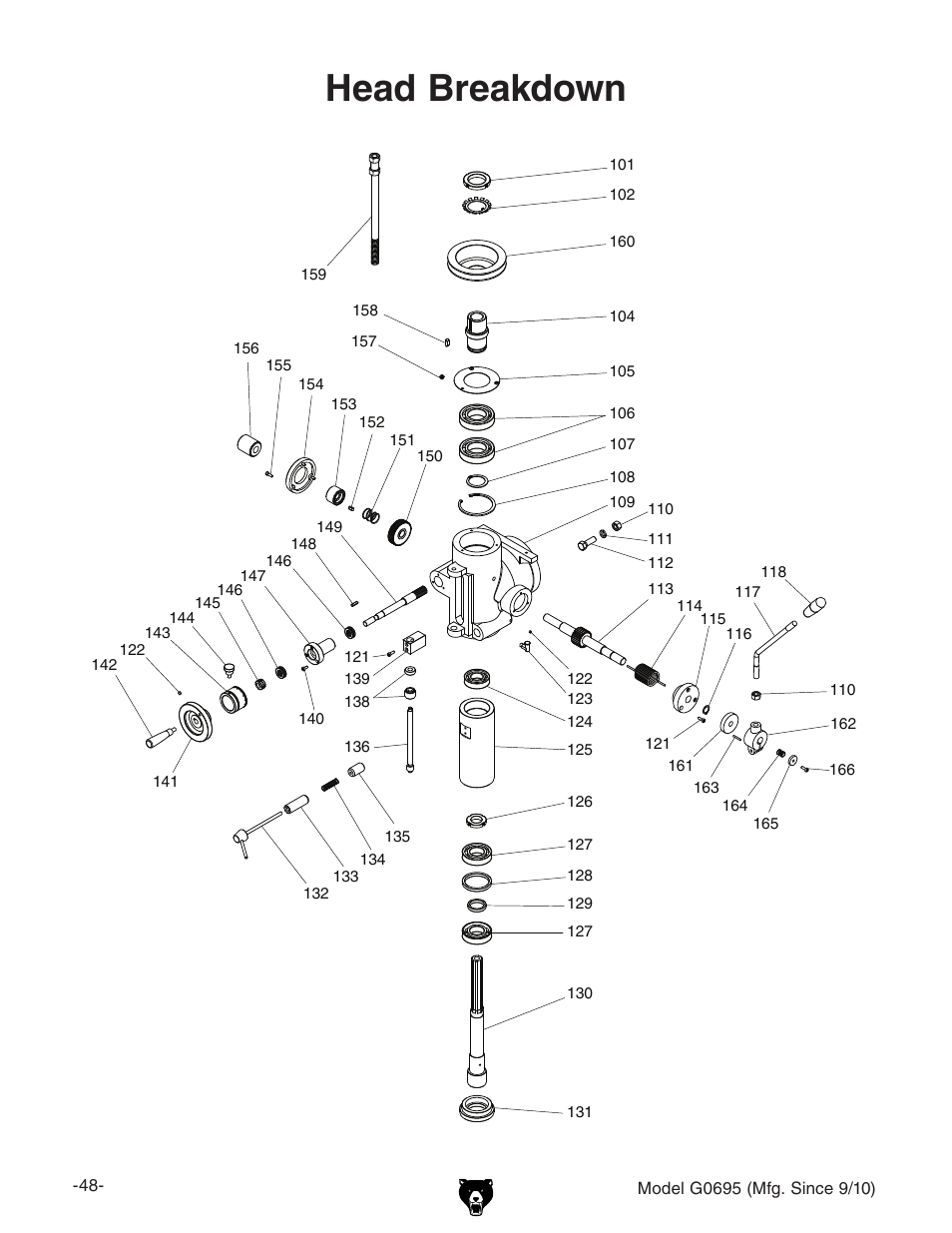 Head breakdown | Grizzly G0695 User Manual | Page 50 / 60