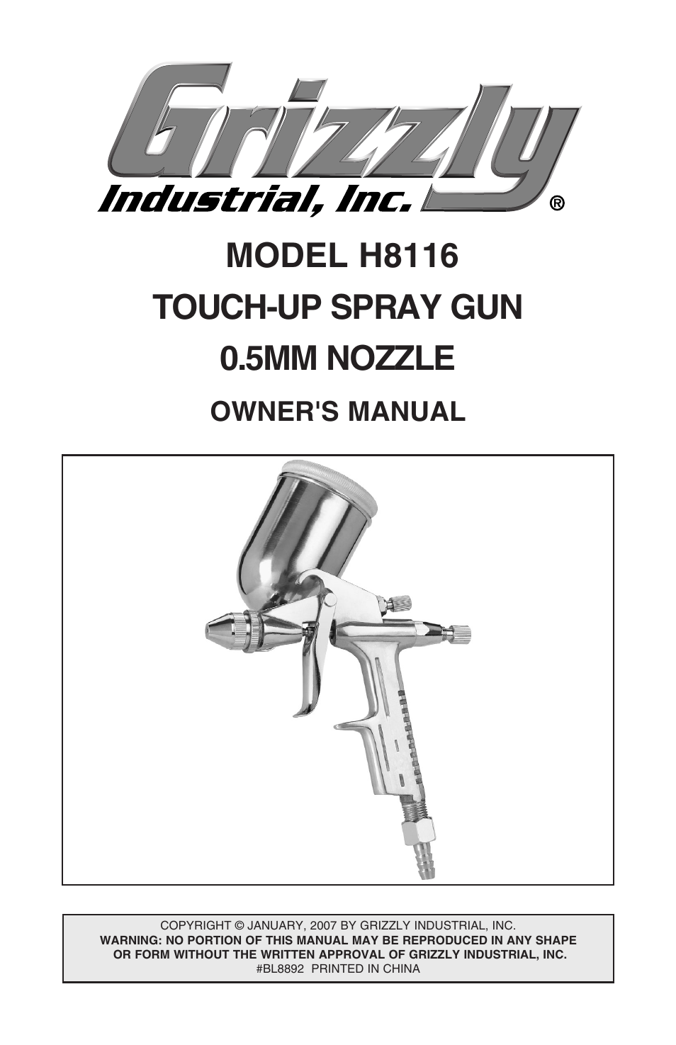 Grizzly H8116 User Manual | 20 pages