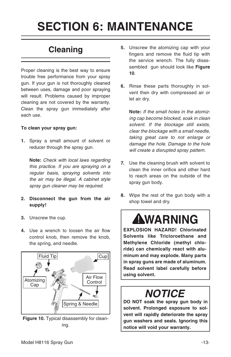 Notice, Cleaning | Grizzly H8116 User Manual | Page 13 / 20