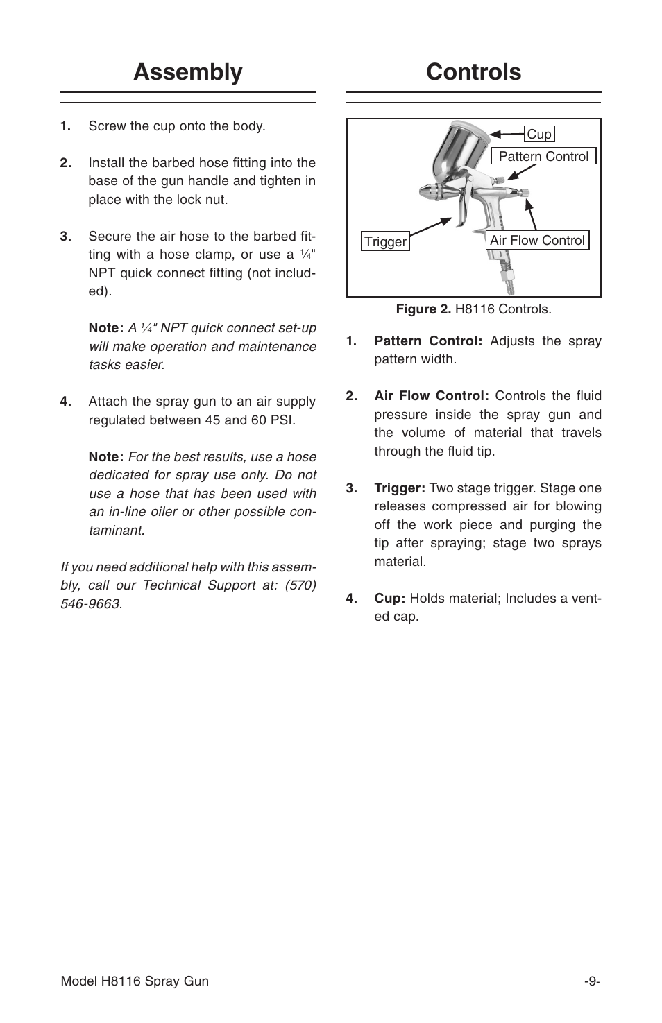 Controls, Assembly | Grizzly H8116 User Manual | Page 9 / 20