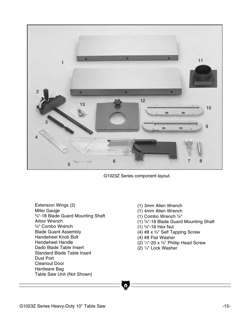 Grizzly Heavy-Duty Table G1023Z User Manual | Page 17 / 63