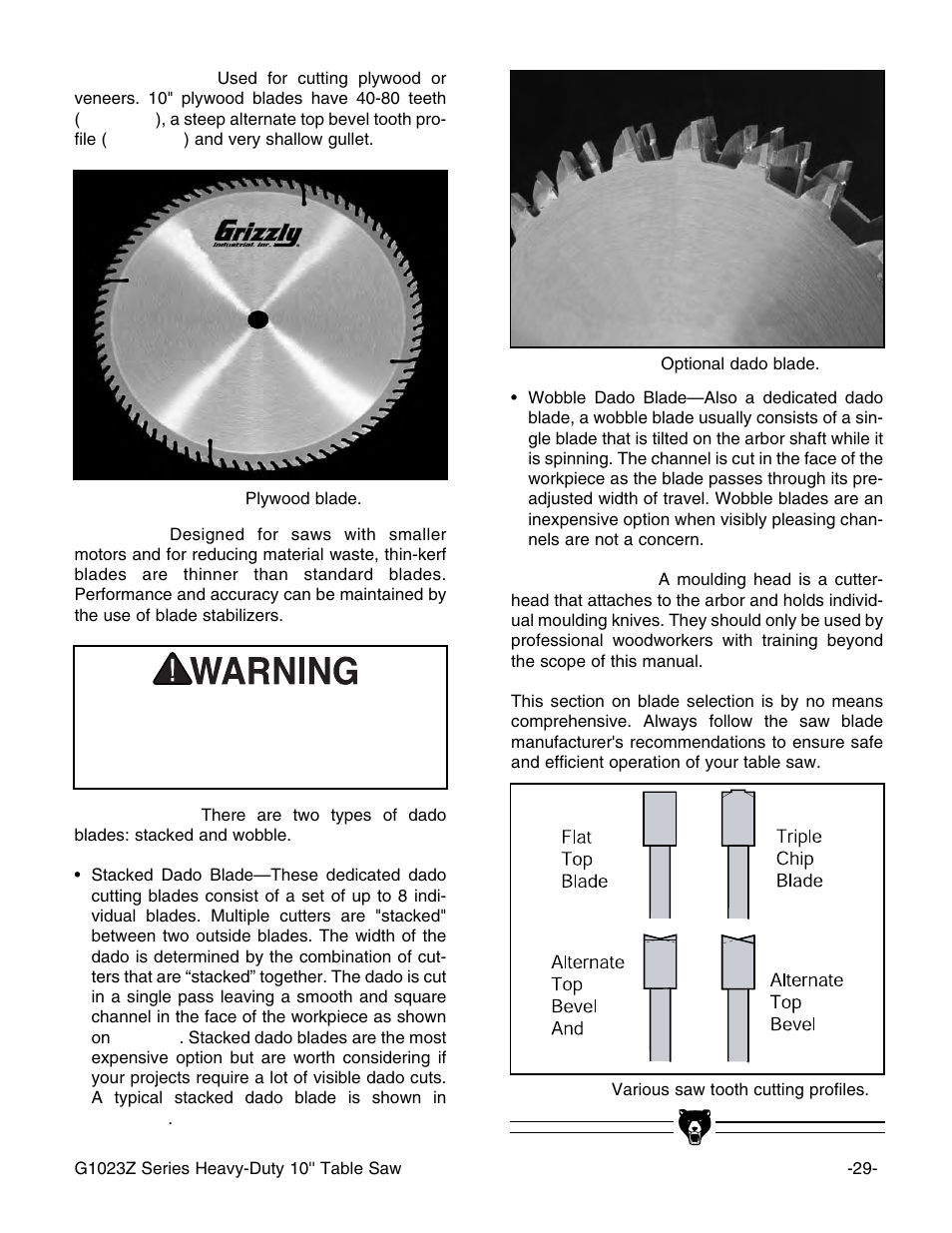Grizzly Heavy-Duty Table G1023Z User Manual | Page 31 / 63