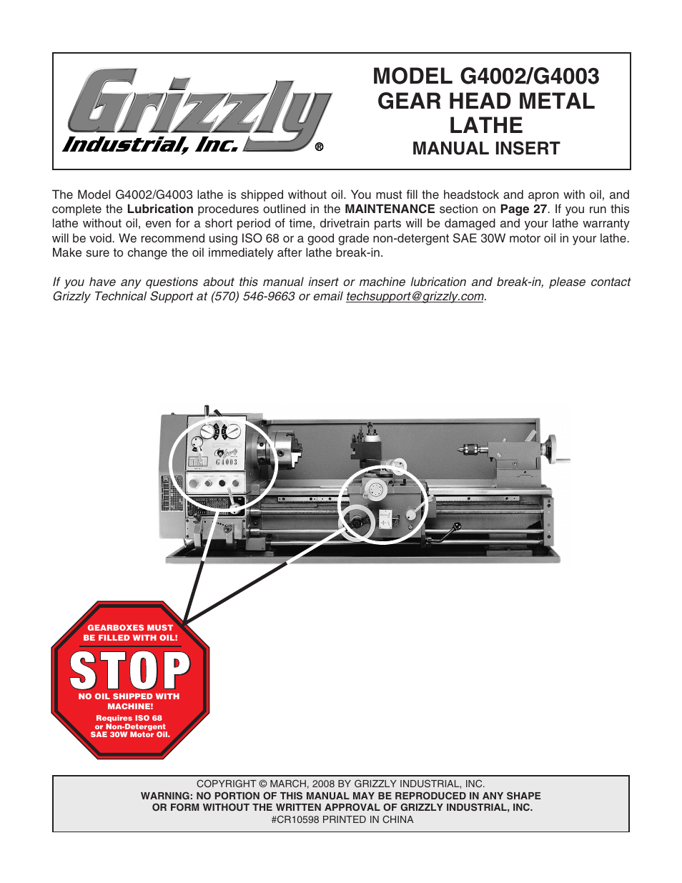 Grizzly G4003 User Manual | 55 pages