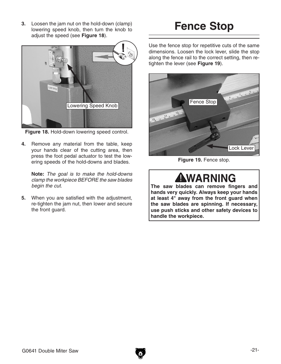 Fence stop | Grizzly G0641 User Manual | Page 23 / 56