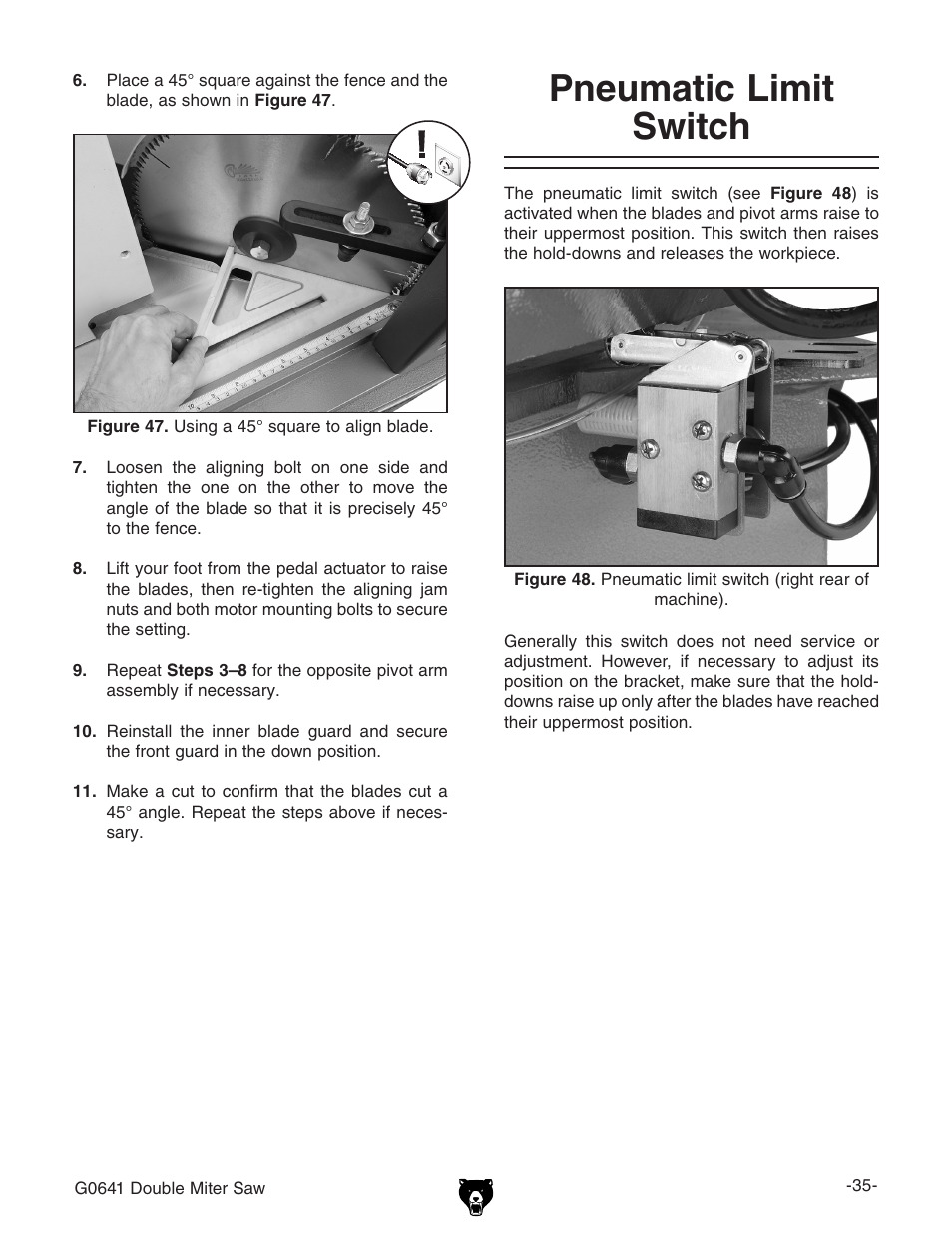 Pneumatic limit switch | Grizzly G0641 User Manual | Page 37 / 56