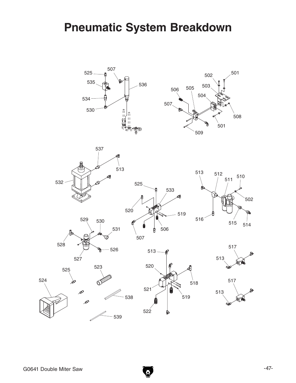 Pneumatic system breakdown | Grizzly G0641 User Manual | Page 49 / 56