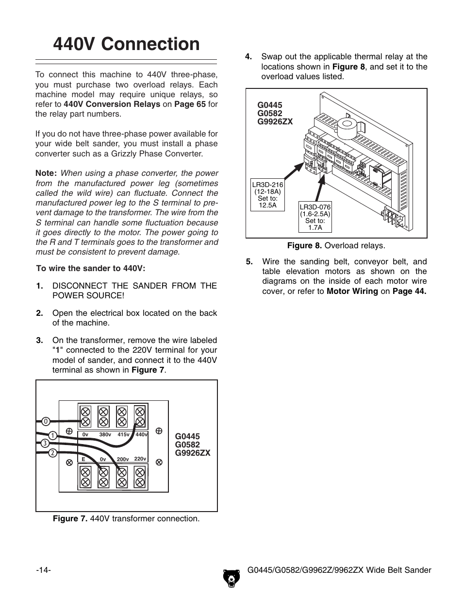 440v connection | Grizzly G9962Z User Manual | Page 16 / 80