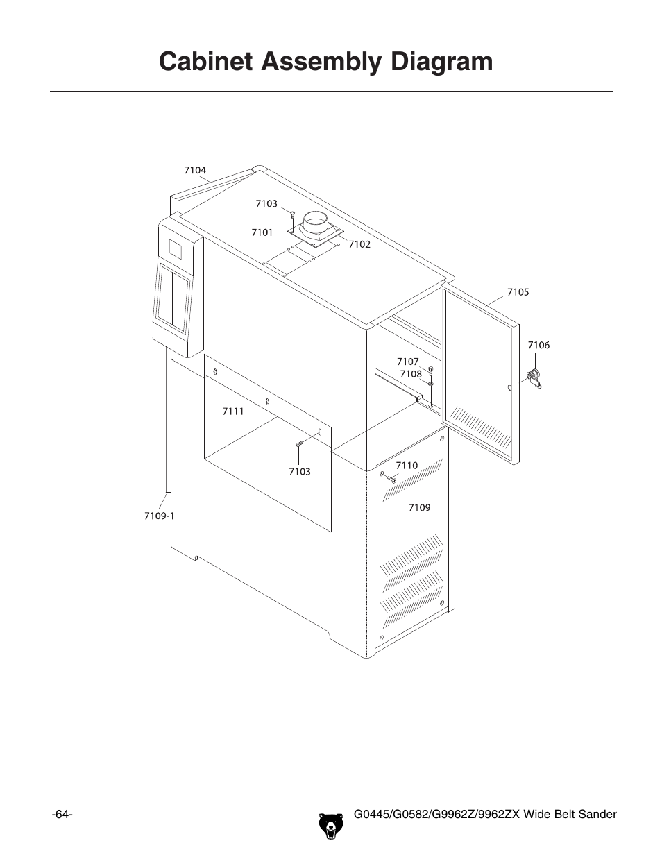 Cabinet assembly diagram | Grizzly G9962Z User Manual | Page 66 / 80