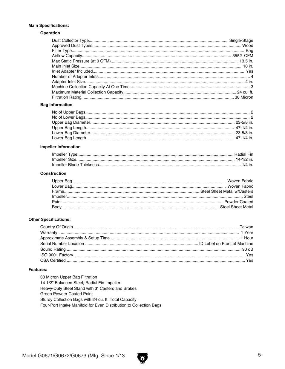 Grizzly G0671 User Manual | Page 7 / 56