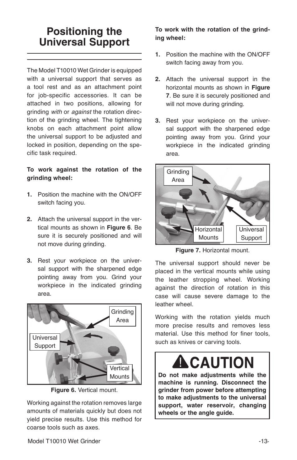 Positioning the universal support | Grizzly T10010 User Manual | Page 13 / 28
