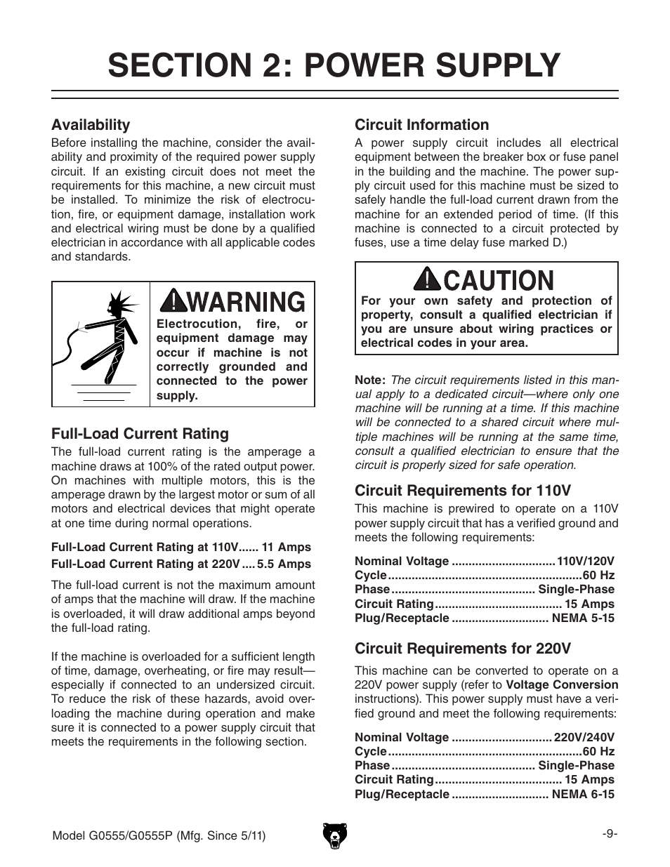 Grizzly Ultimate 14" Bandsaw G0555 User Manual | Page 11 / 68