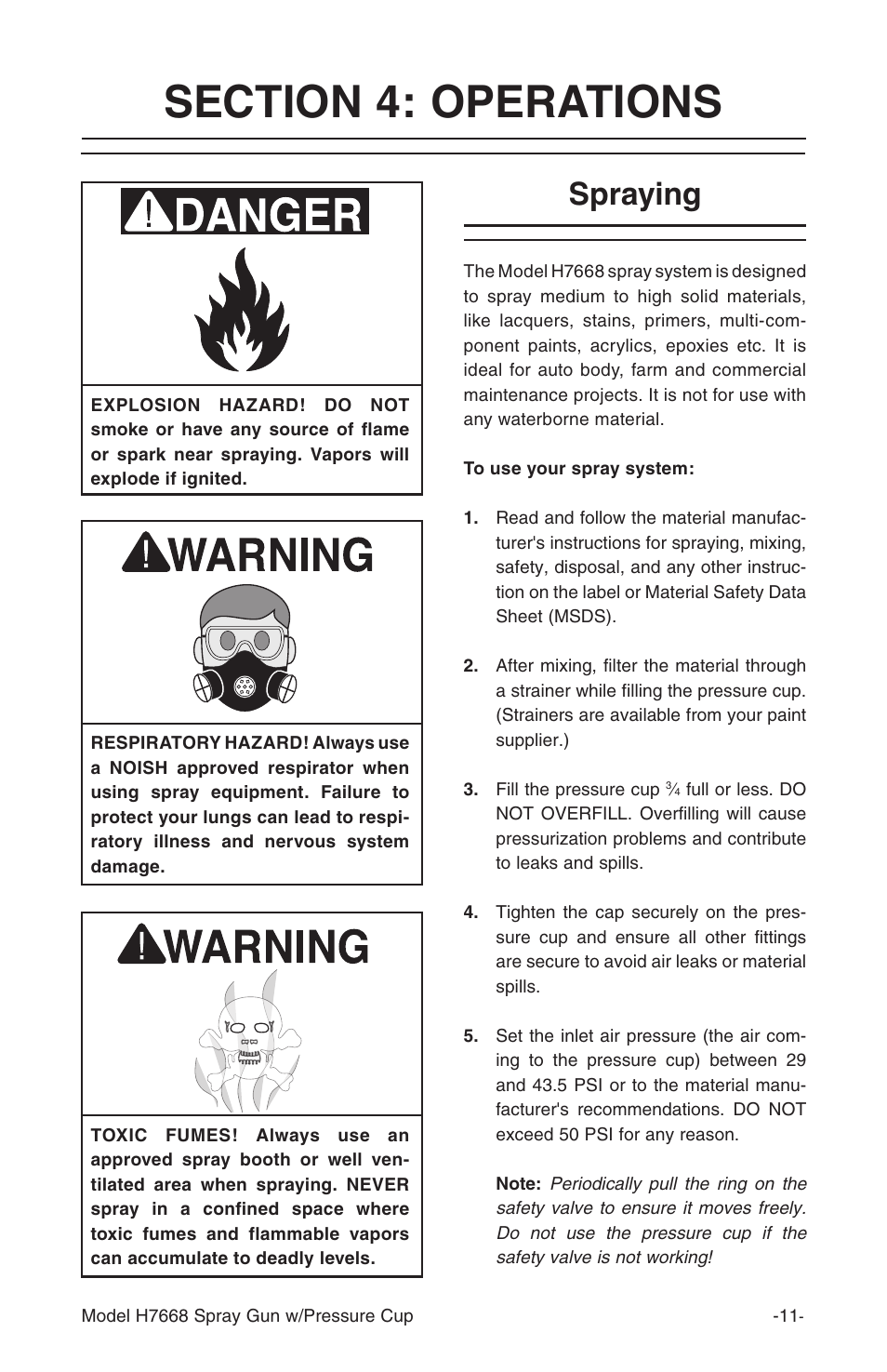 Spraying | Grizzly H7668 User Manual | Page 11 / 24