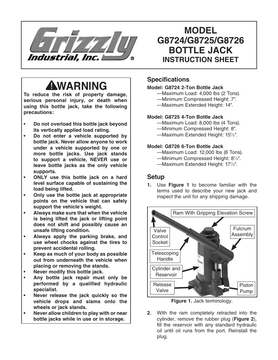 Grizzly G8726 User Manual | 2 pages