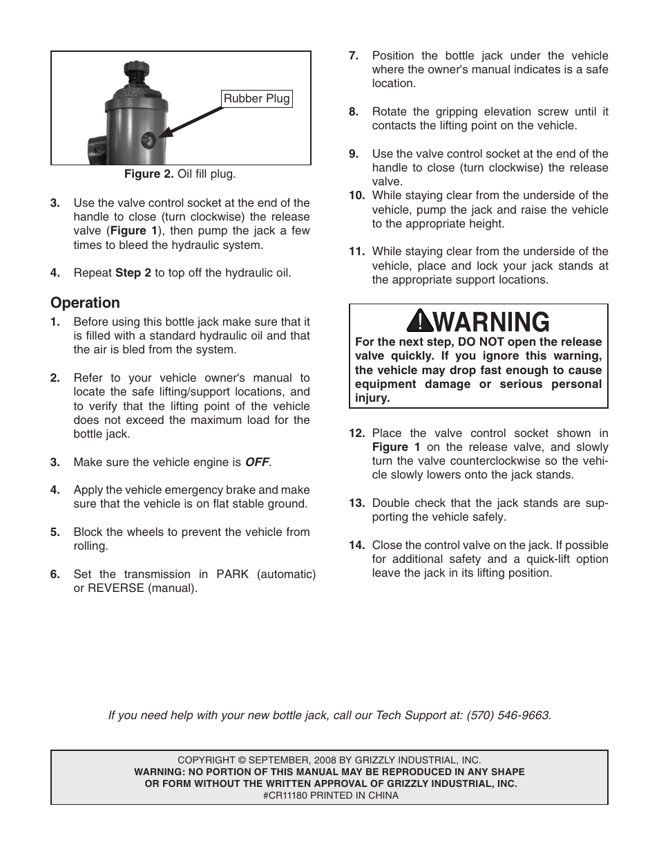 Operation | Grizzly G8726 User Manual | Page 2 / 2