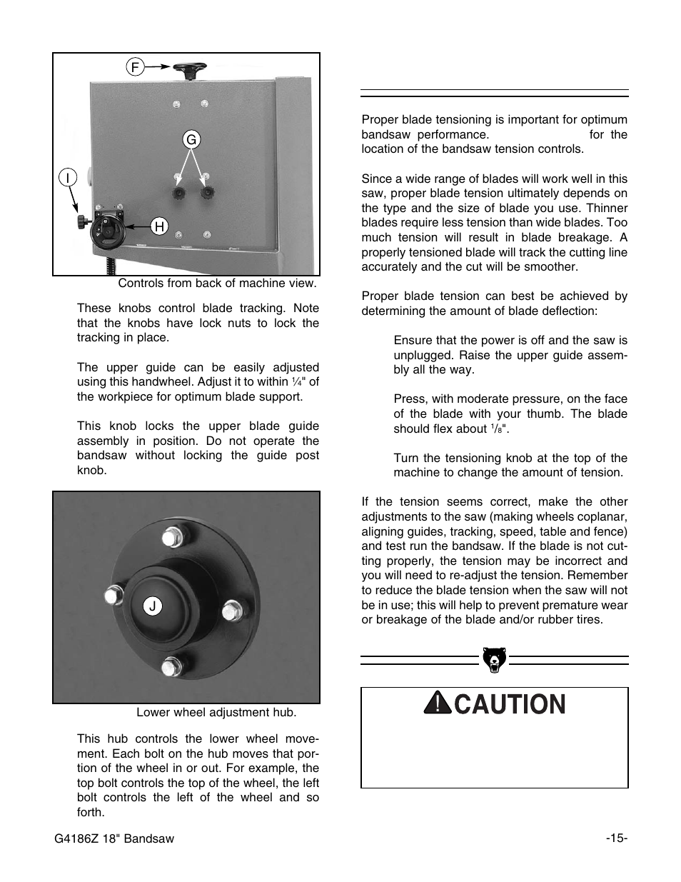 Blade tension | Grizzly G4186Z User Manual | Page 17 / 48