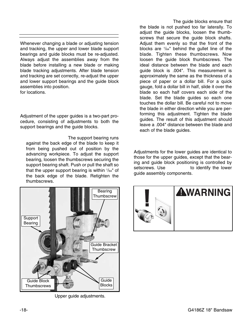 Blade guides | Grizzly G4186Z User Manual | Page 20 / 48