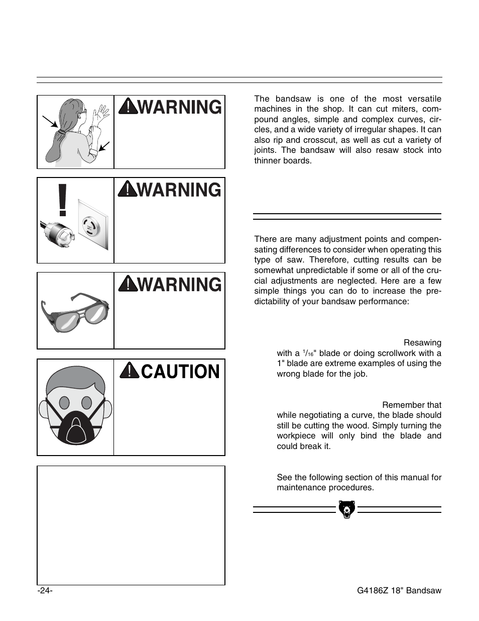 Pre-run check, Notice | Grizzly G4186Z User Manual | Page 26 / 48