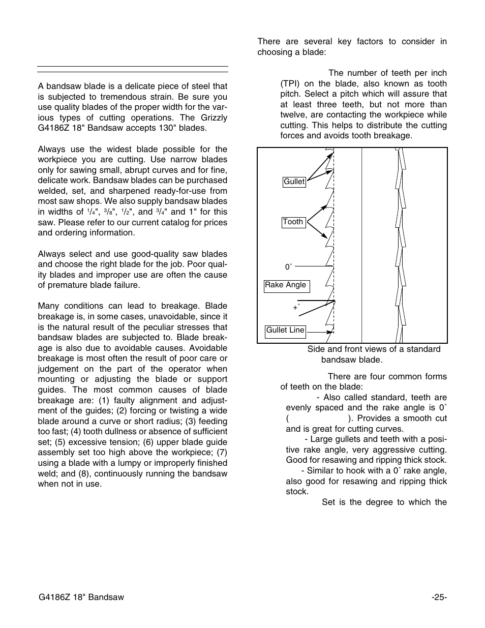 Bandsaw blades | Grizzly G4186Z User Manual | Page 27 / 48