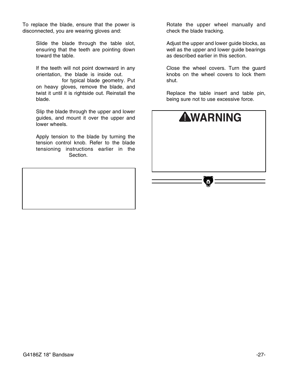 Notice | Grizzly G4186Z User Manual | Page 29 / 48