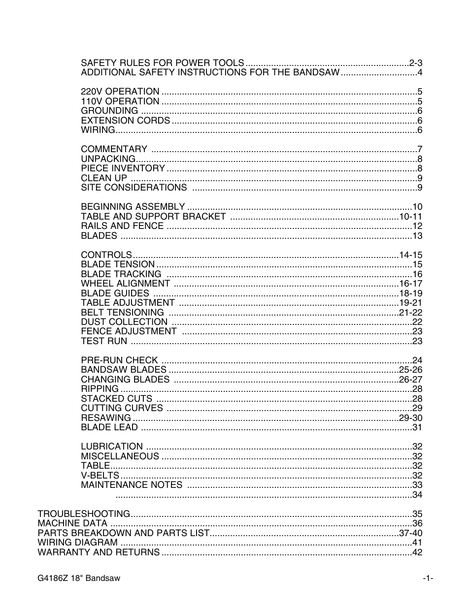 Grizzly G4186Z User Manual | Page 3 / 48
