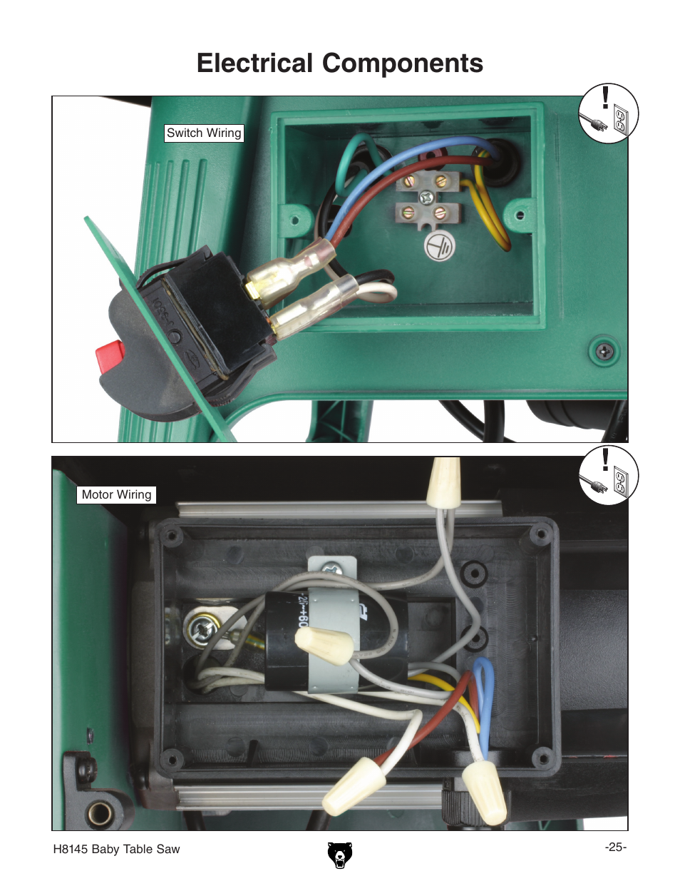 Electrical components | Grizzly H8145 User Manual | Page 27 / 36