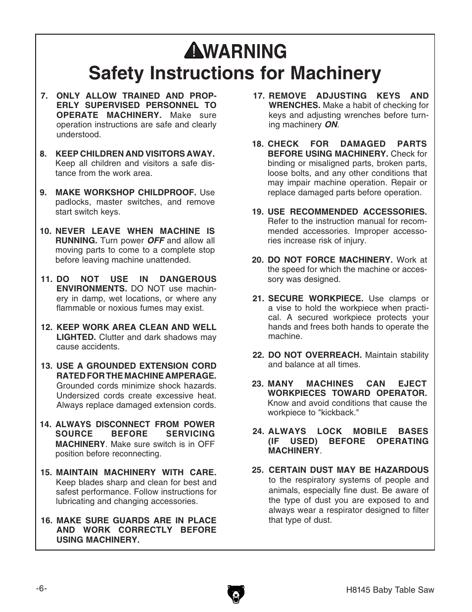 Grizzly H8145 User Manual | Page 8 / 36