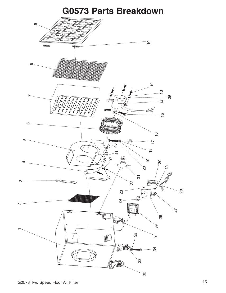 G0573 parts breakdown | Grizzly G0573 User Manual | Page 15 / 24