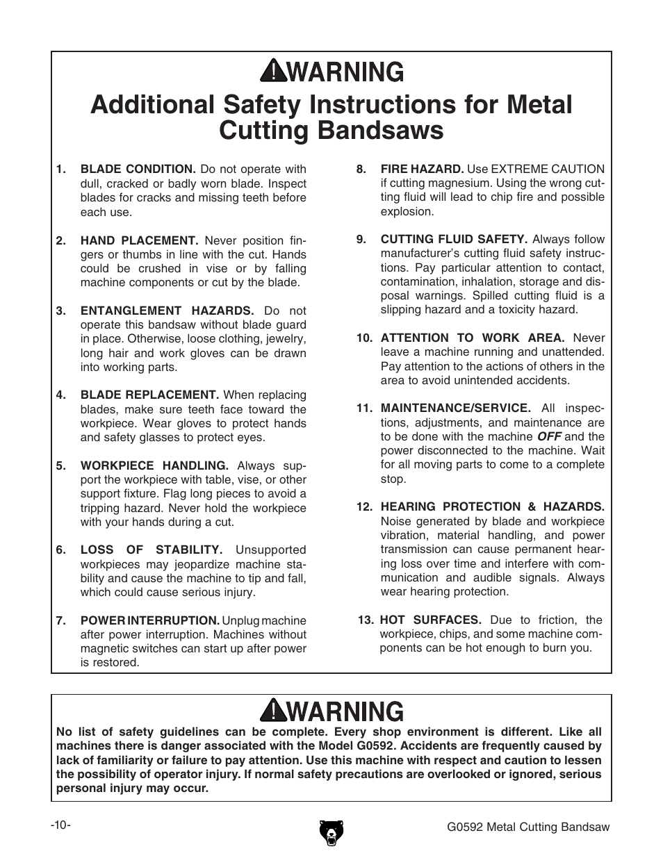 Grizzly G0592 User Manual | Page 12 / 60