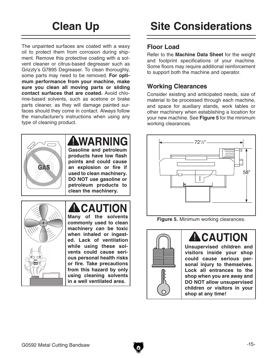 Site considerations clean up | Grizzly G0592 User Manual | Page 17 / 60