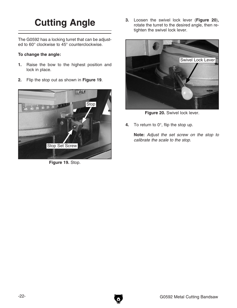 Cutting angle | Grizzly G0592 User Manual | Page 24 / 60