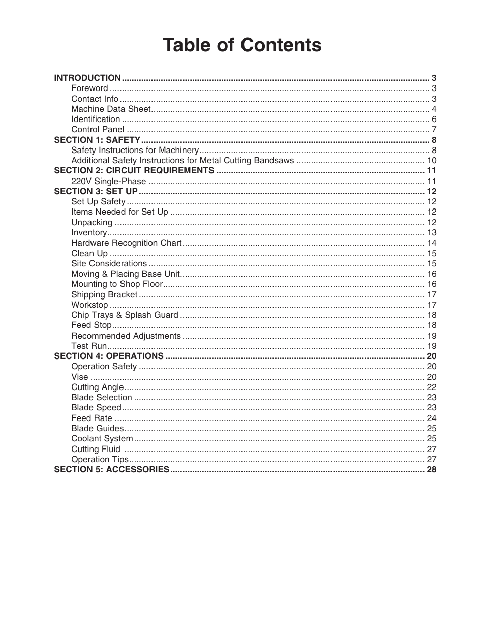 Grizzly G0592 User Manual | Page 3 / 60