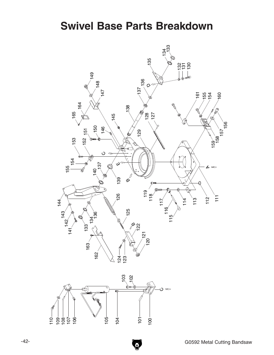 Swivel base parts breakdown | Grizzly G0592 User Manual | Page 44 / 60