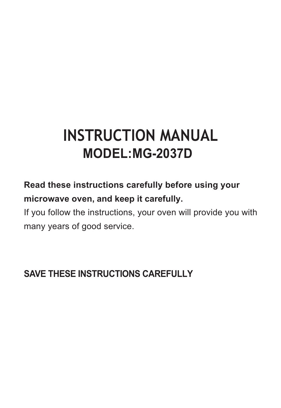Instruction manual, Microwave oven, Model:mg-2037d | Elenberg MG-2037D User Manual | Page 15 / 27
