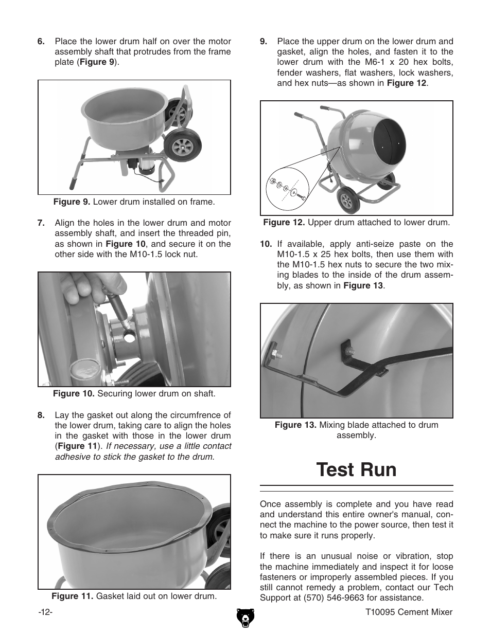 Test run | Grizzly Low Profile Cement T10095 User Manual | Page 14 / 24