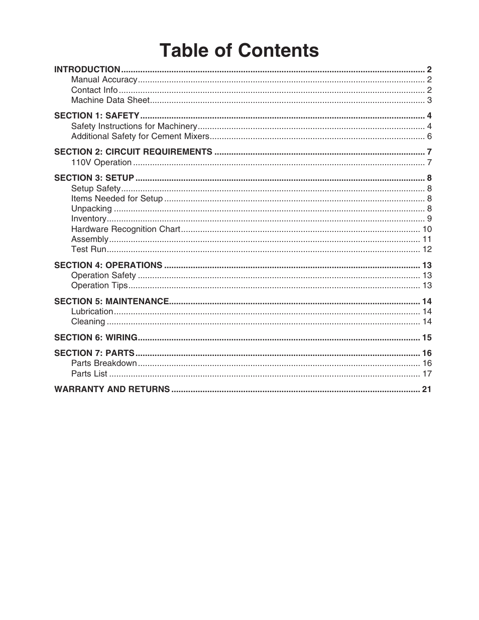 Grizzly Low Profile Cement T10095 User Manual | Page 3 / 24