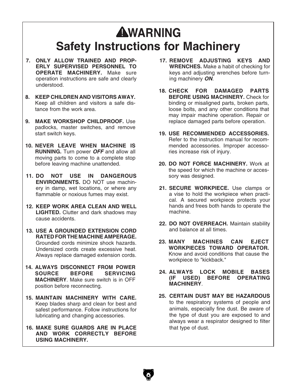 3afety | Grizzly Low Profile Cement T10095 User Manual | Page 7 / 24