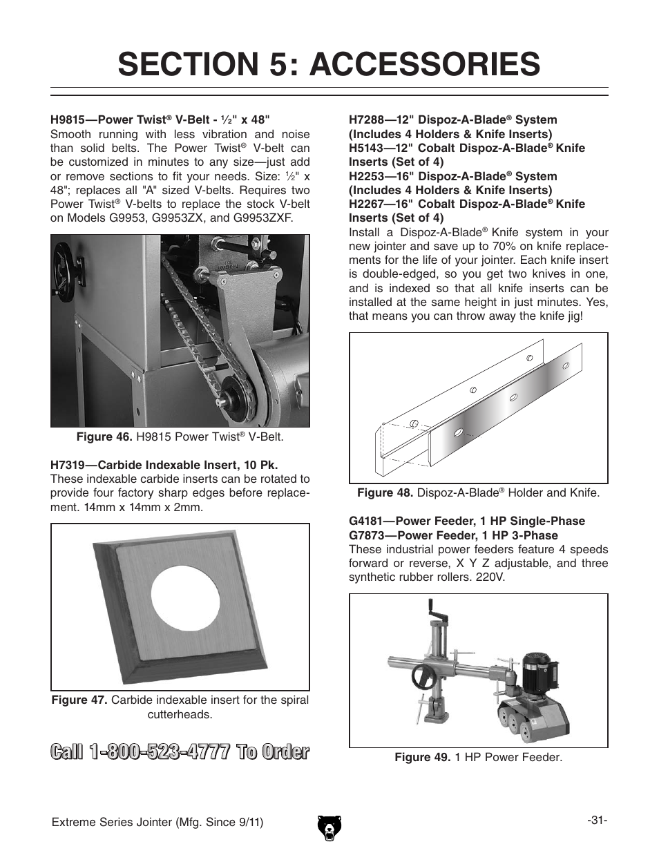 Grizzly Extren Series Jointer g9860 User Manual | Page 33 / 76